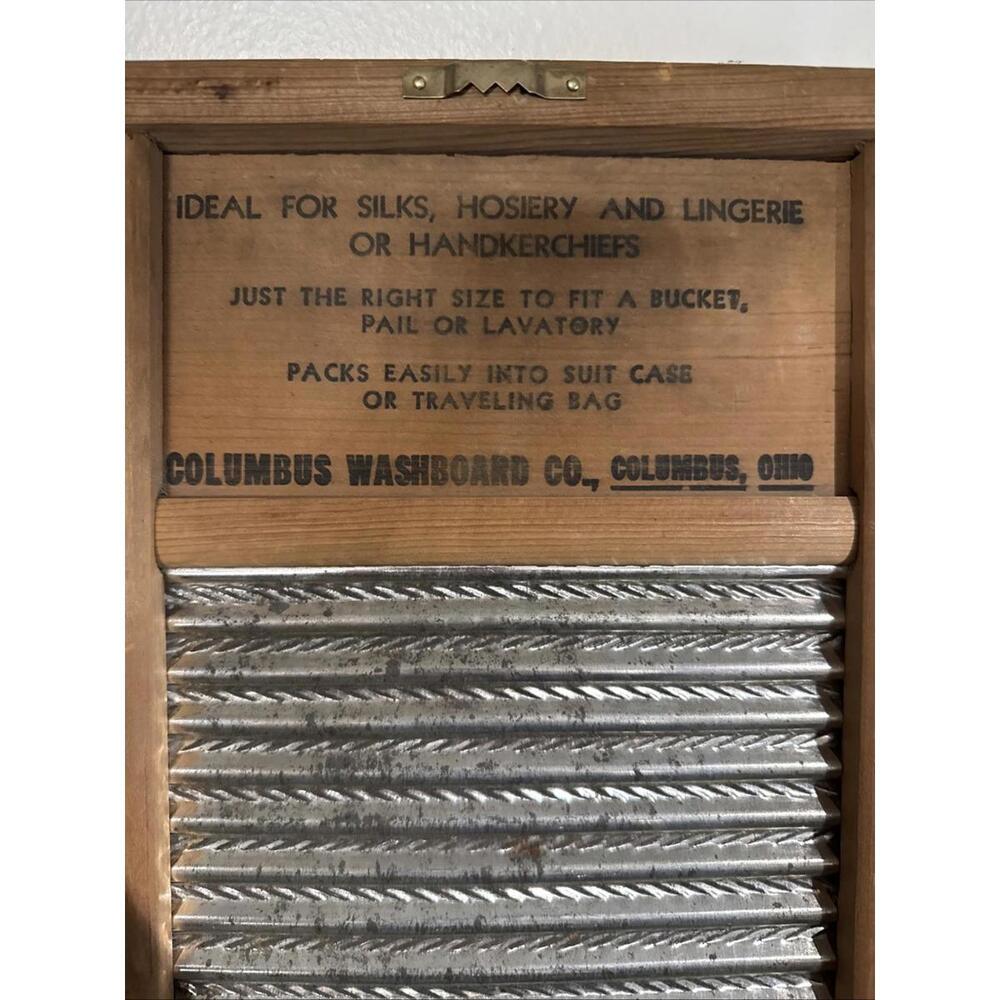 VTG Primitive Washboard Columbus Co. DUBL Handl Lingerie Laundry Room decor Smal - Picture 7 of 11